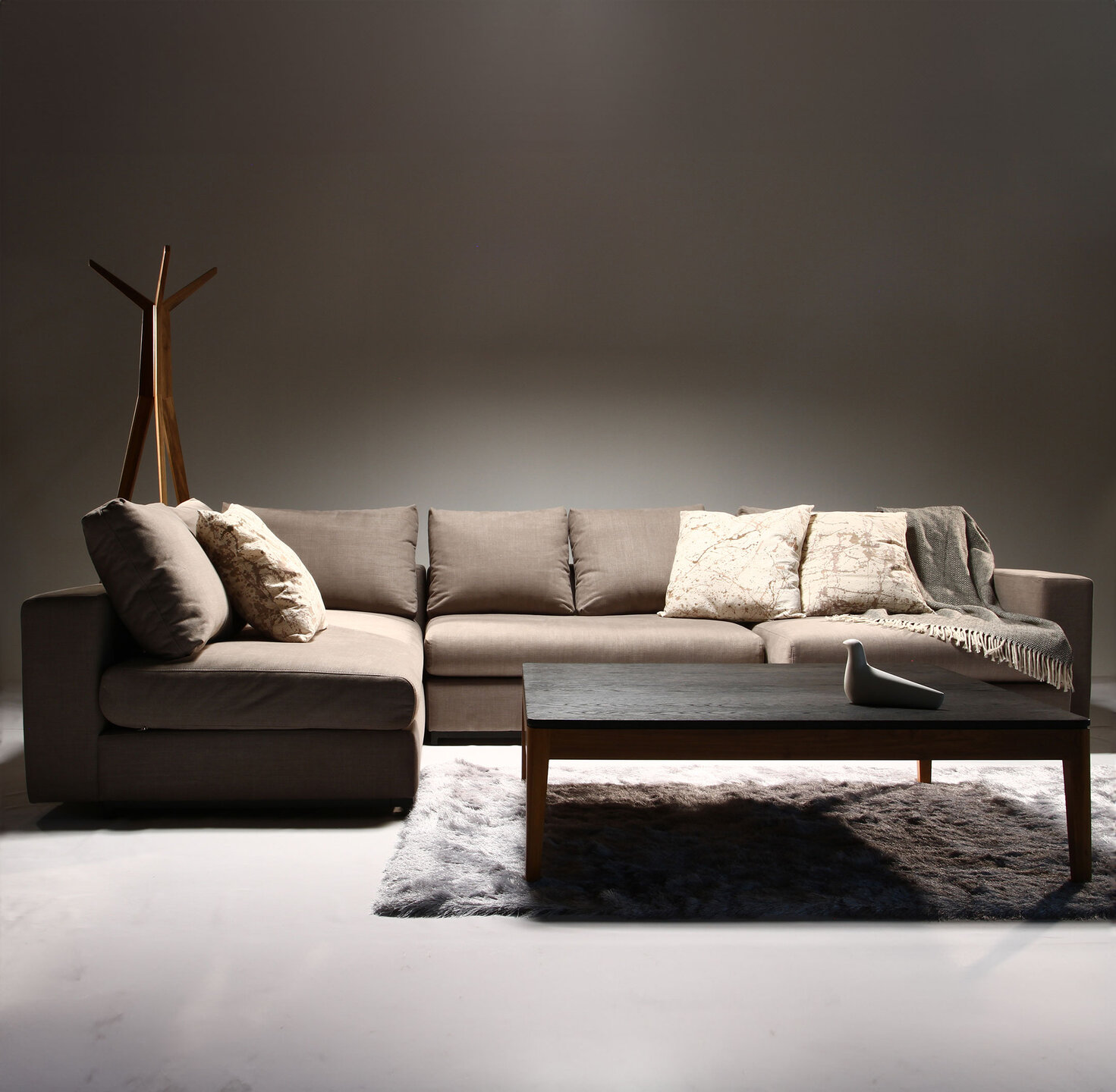 Furniture, Living room, Daybed, Natural material, Couch, Hardwood, Coffee table, Throw pillow, Pillow, Sofa bed