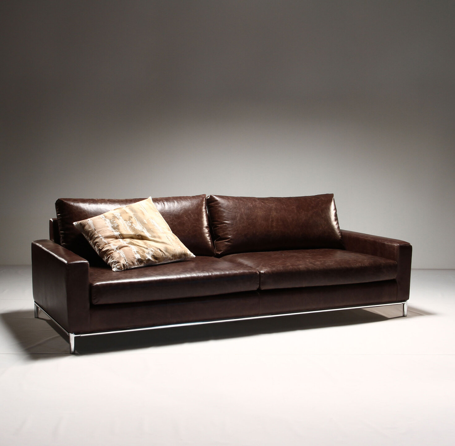 Couch, Furniture, Brown, Living room, Daybed, Hardwood, Pillow, Throw pillow, Natural material, Leather